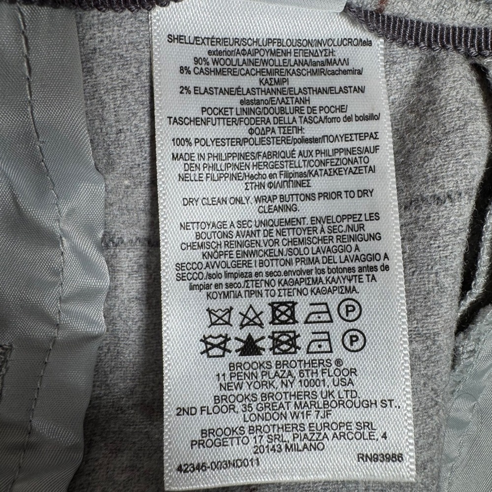 Brooks Brothers Womens 8 Trousers Grey Windowpane Wool Cashmere Wide Leg 42346 - Picture 10 of 12
